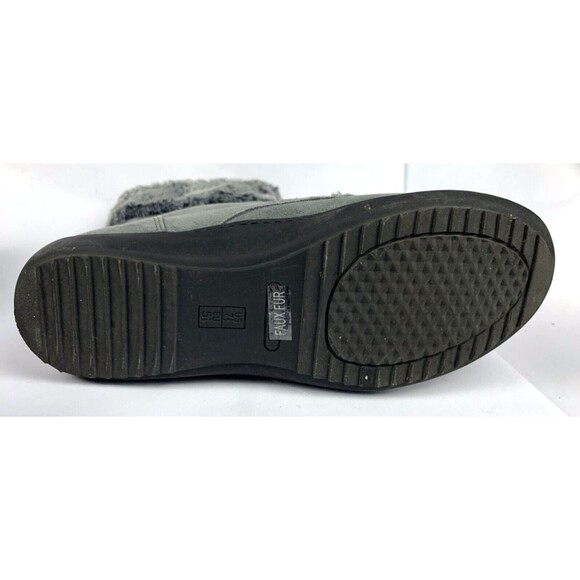 Aerosoles Mid Calf Boots Womens 7.5 Gray Suede Pinelands Y2K Wedge Faux Fur - Picture 4 of 9